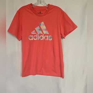 Adidas Coral Cotton Short Sleeve  Exercise Workout Tee Size L